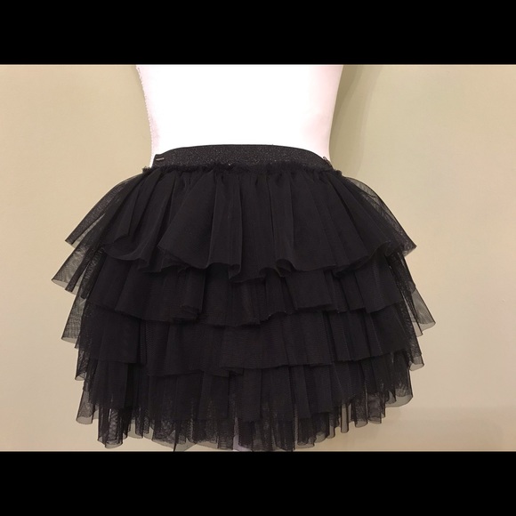 Zara Other - ZARA Girl’s Black Lace Layered Jersey Lined Skirt, 7